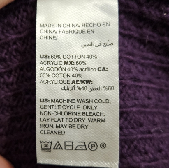 Chico's Cable Knit Womens Sweater Cardigan Duster Warm Cozy Cotton Bl. Purple L - Picture 11 of 11